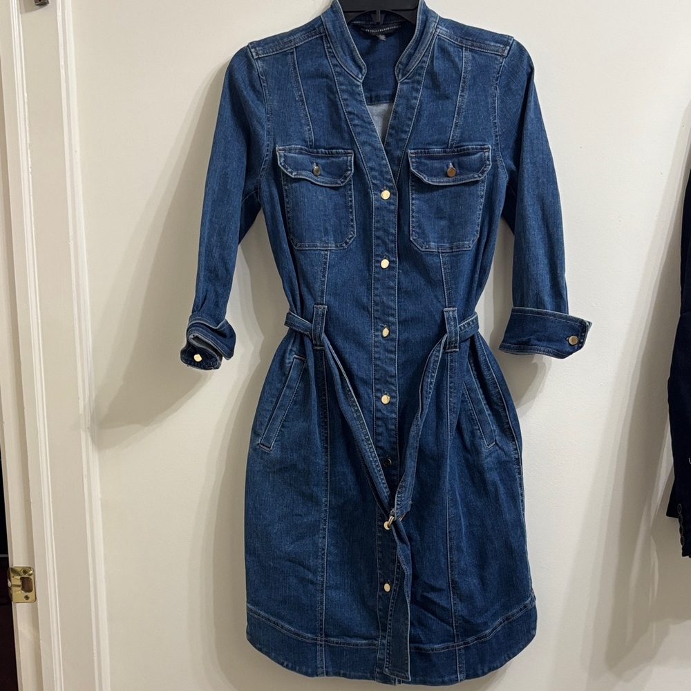 White House Black Market Blue Denim Long Sleeve Dress